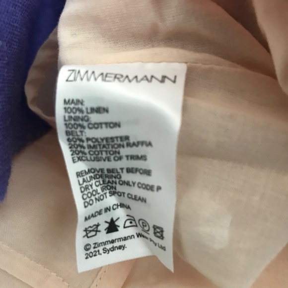 NWT zimmermann tripuca tie sleeve linen dress - Picture 8 of 12